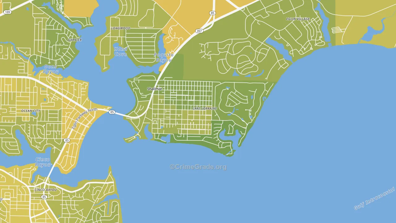 Lake Lorraine, FL Map of Vehicle Theft Rates