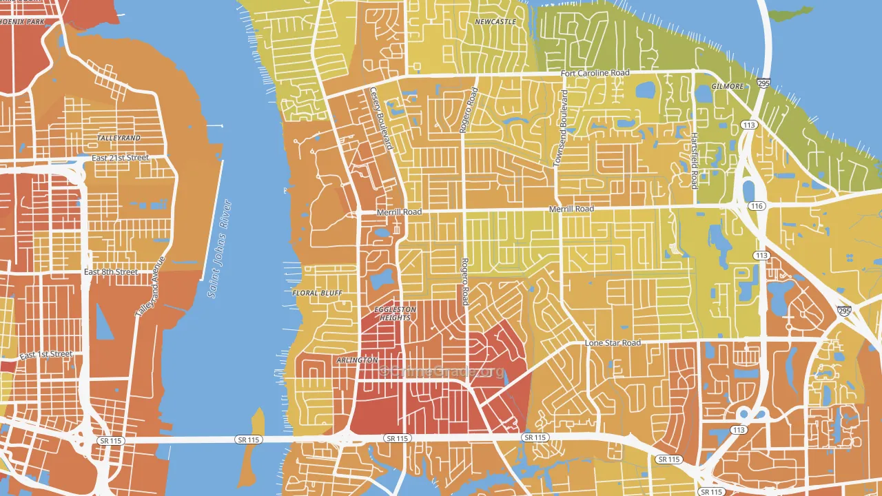 Lake Lucina, Jacksonville, FL Map of Vehicle Theft Rates