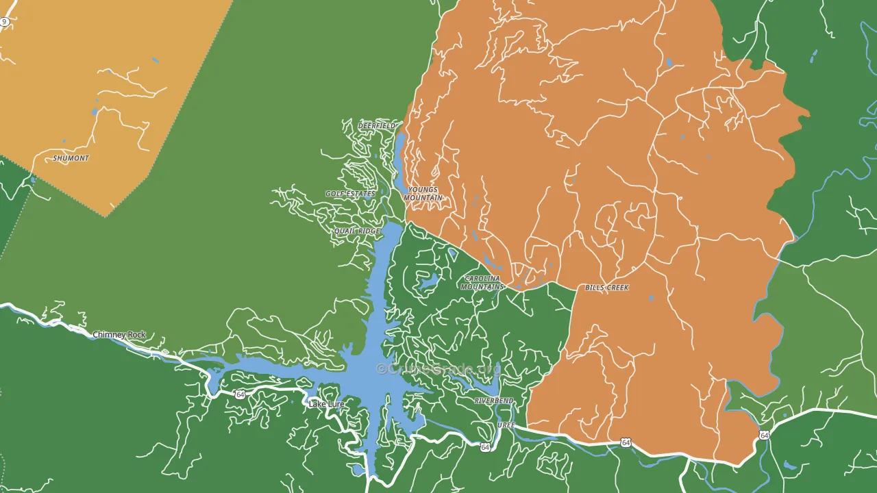Lake Lure, NC Map of Vehicle Theft Rates