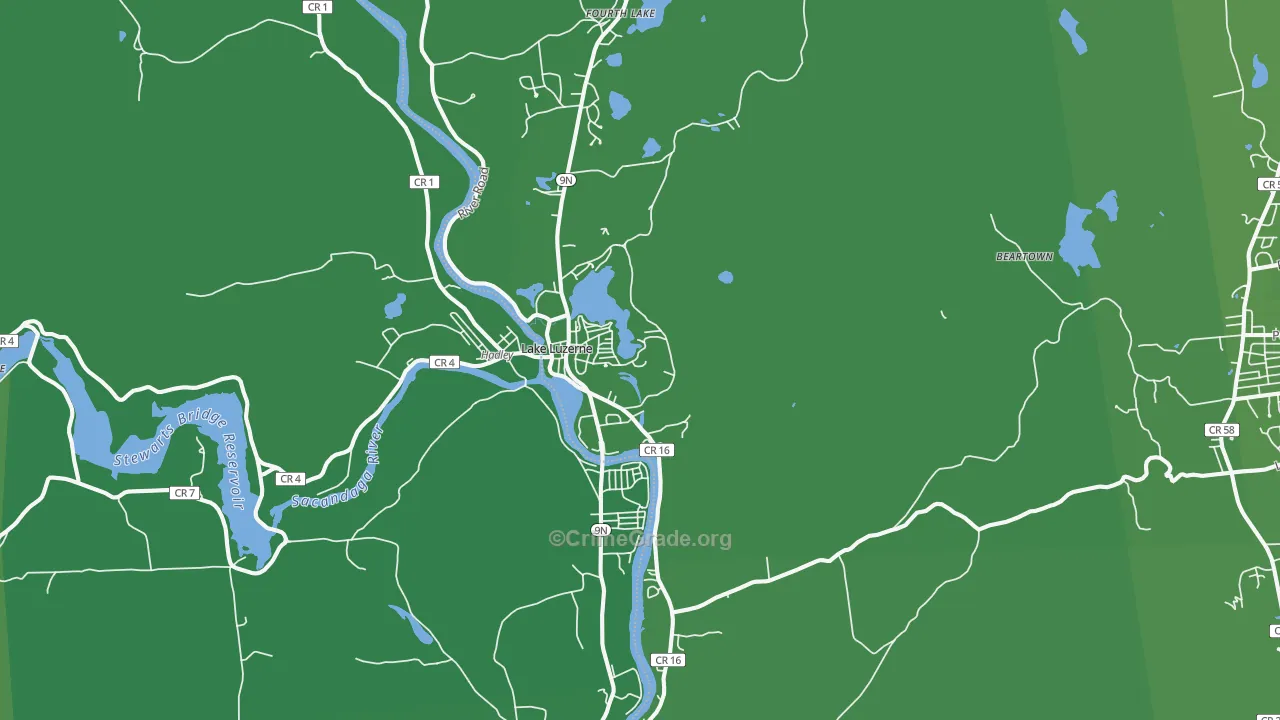 Lake Luzerne, NY Map of Vehicle Theft Rates