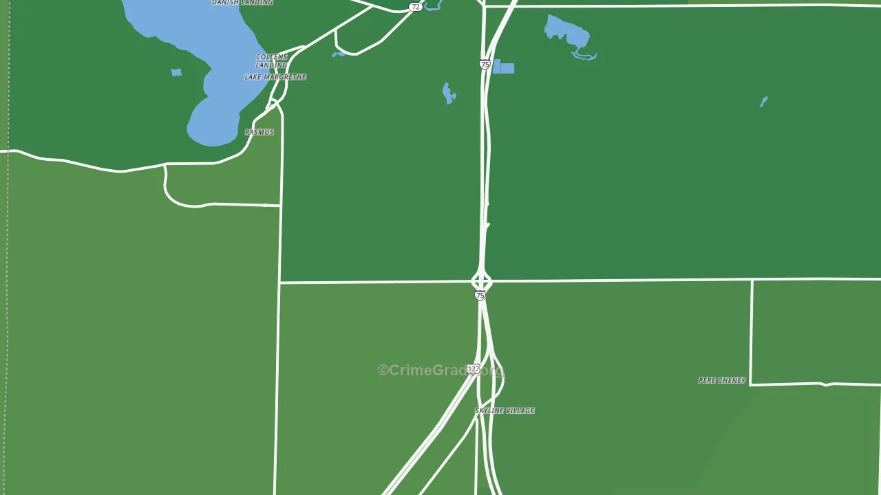 Lake Margrethe, MI Map of Vehicle Theft Rates