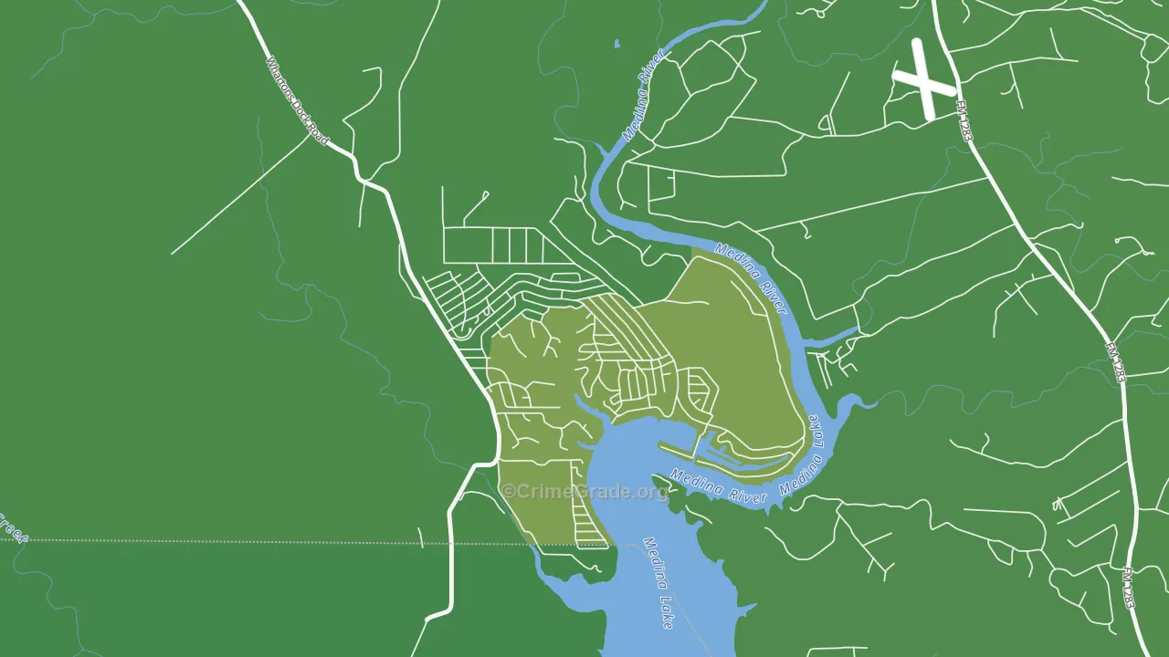 Lake Medina Shores, TX Map of Vehicle Theft Rates
