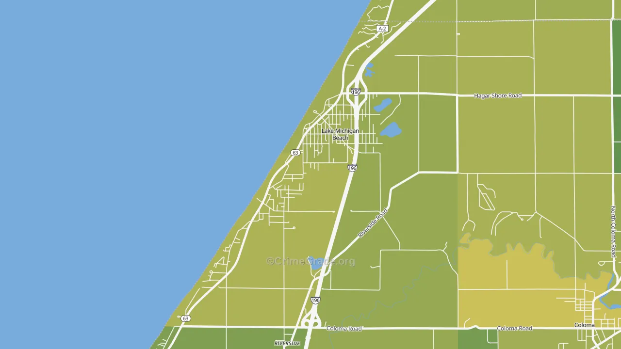 Lake Michigan Beach, MI Map of Vehicle Theft Rates