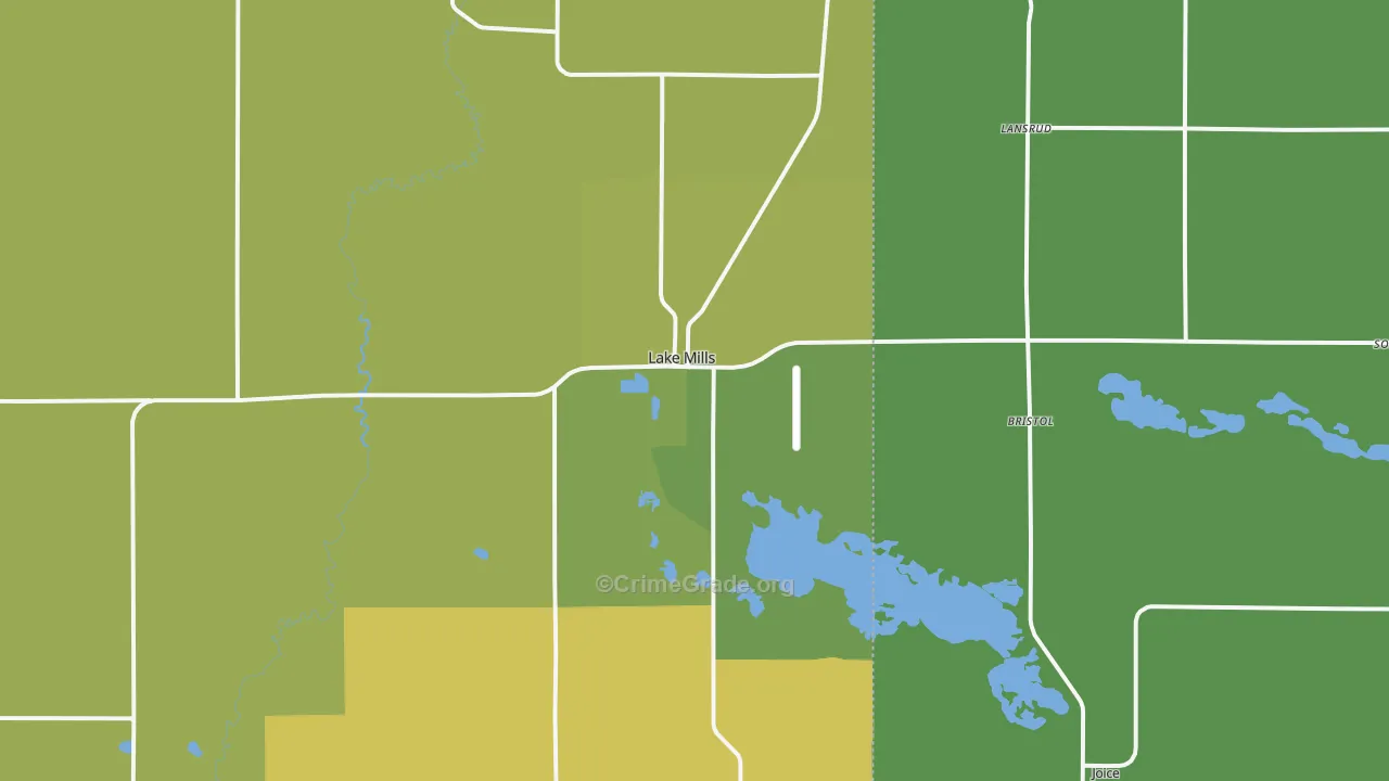Lake Mills, IA Map of Vehicle Theft Rates