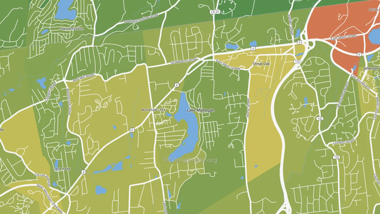 Lake Mohegan, NY Map of Vehicle Theft Rates