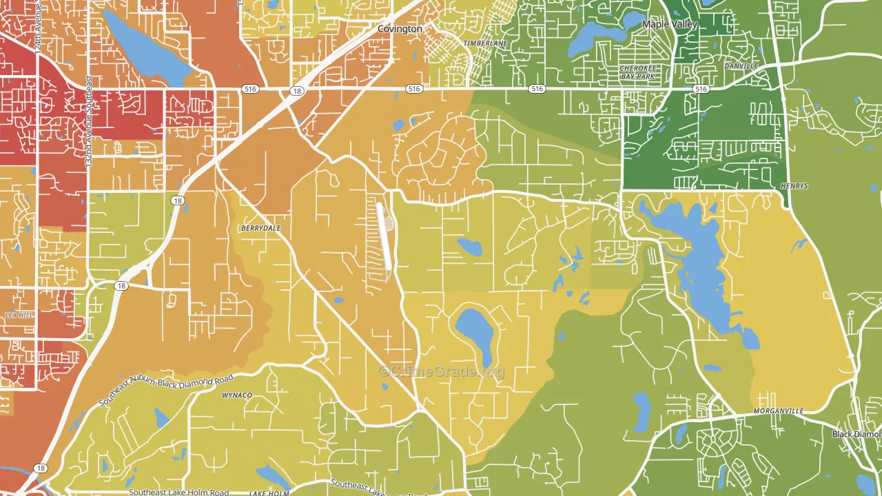 Lake Morton-Berrydale, WA Map of Vehicle Theft Rates