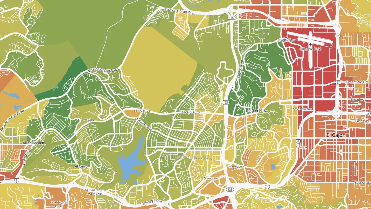 Lake Murray, San Diego, CA Map of Vehicle Theft Rates