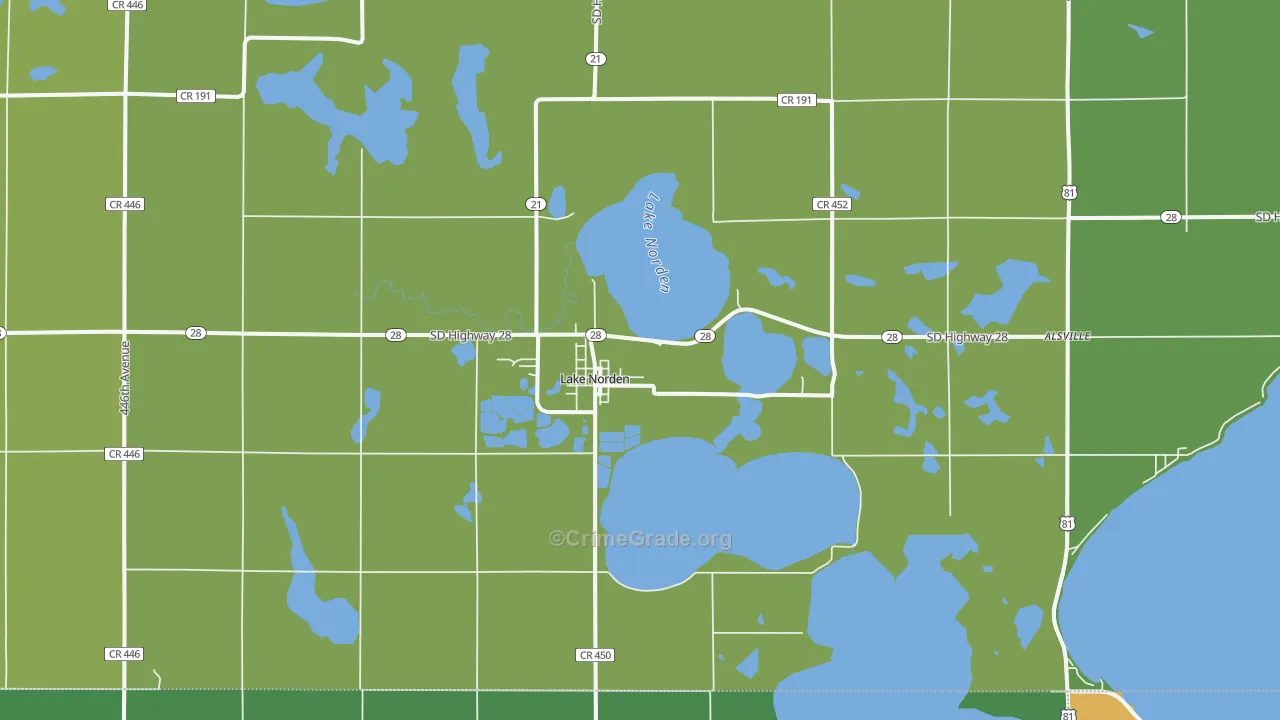 Lake Norden, SD Map of Vehicle Theft Rates