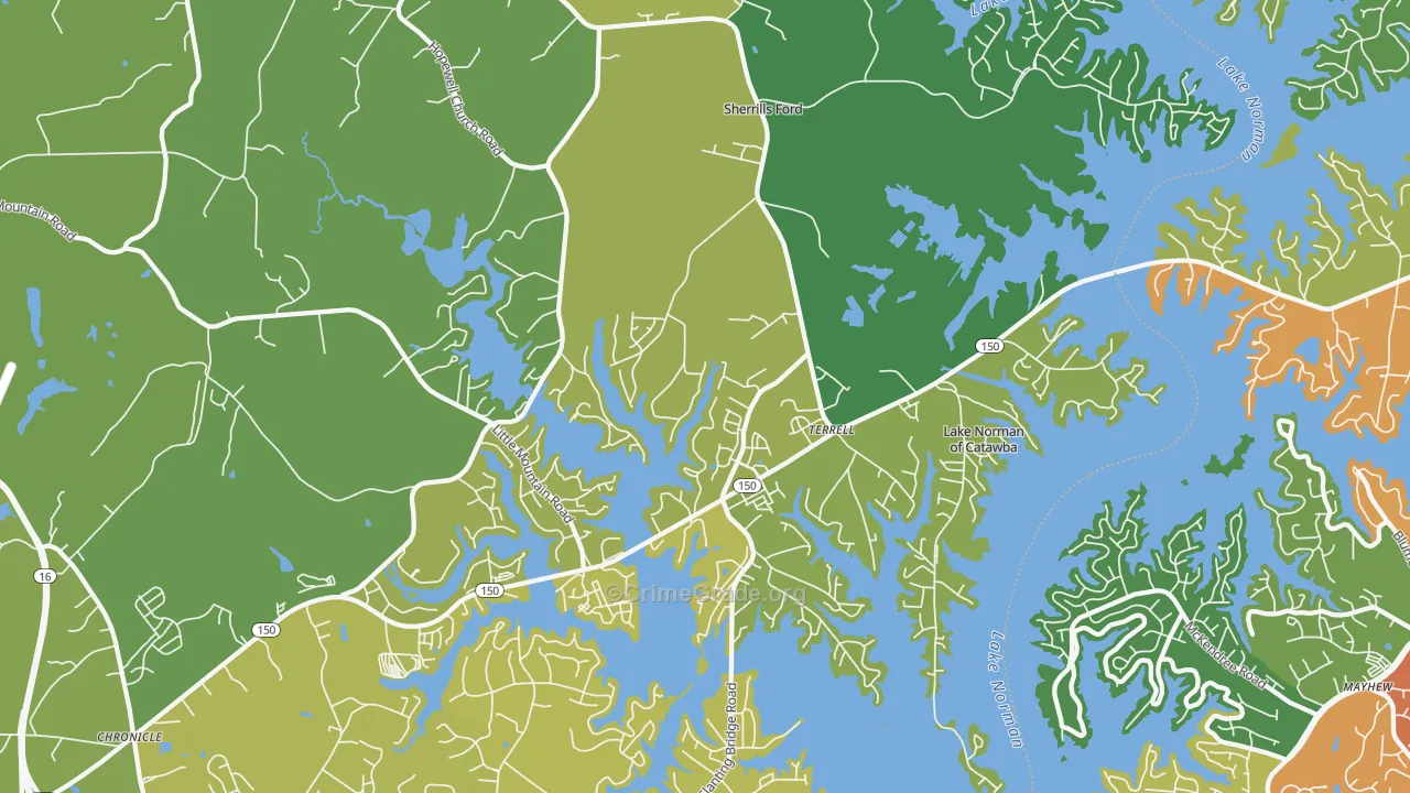 Lake Norman of Catawba, NC Map of Vehicle Theft Rates