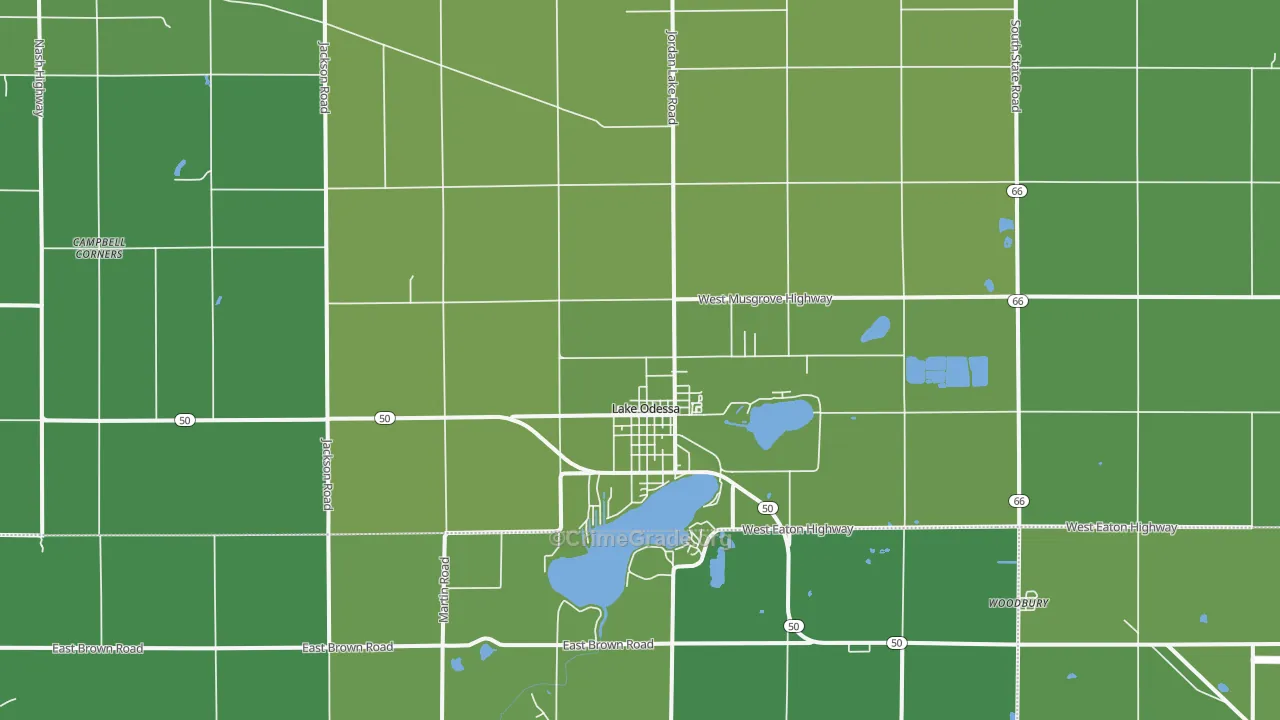 Lake Odessa, MI Map of Vehicle Theft Rates
