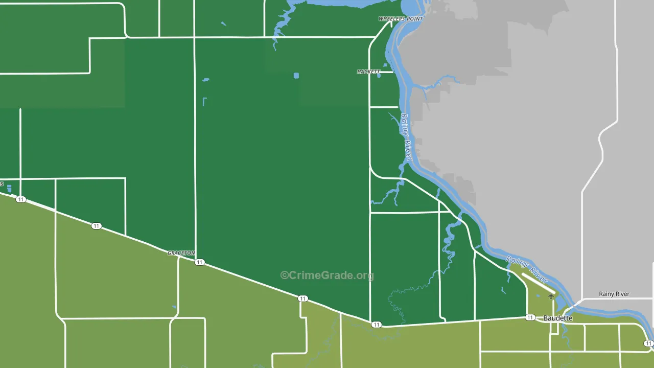 Lake of the Woods County, MN Map of Vehicle Theft Rates