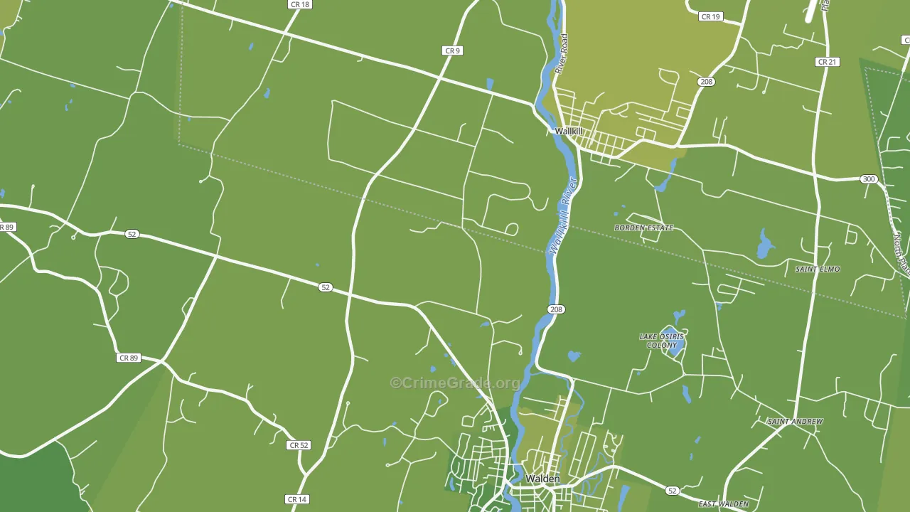Lake Osiris Colony, NY Map of Vehicle Theft Rates