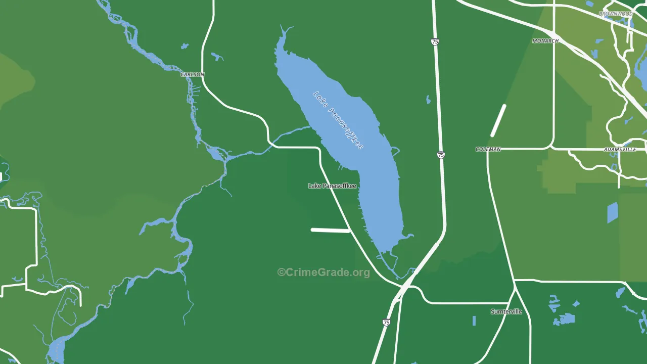 Lake Panasoffkee, FL Map of Vehicle Theft Rates