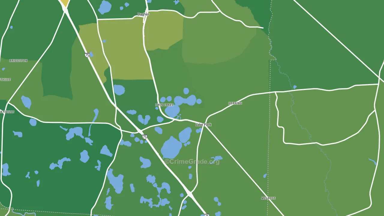 Lake Park, GA Map of Vehicle Theft Rates