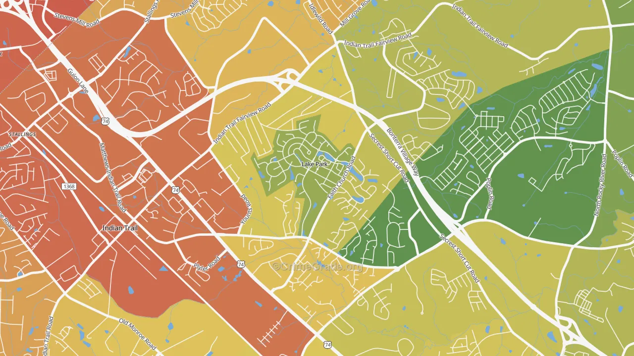 Lake Park, NC Map of Vehicle Theft Rates