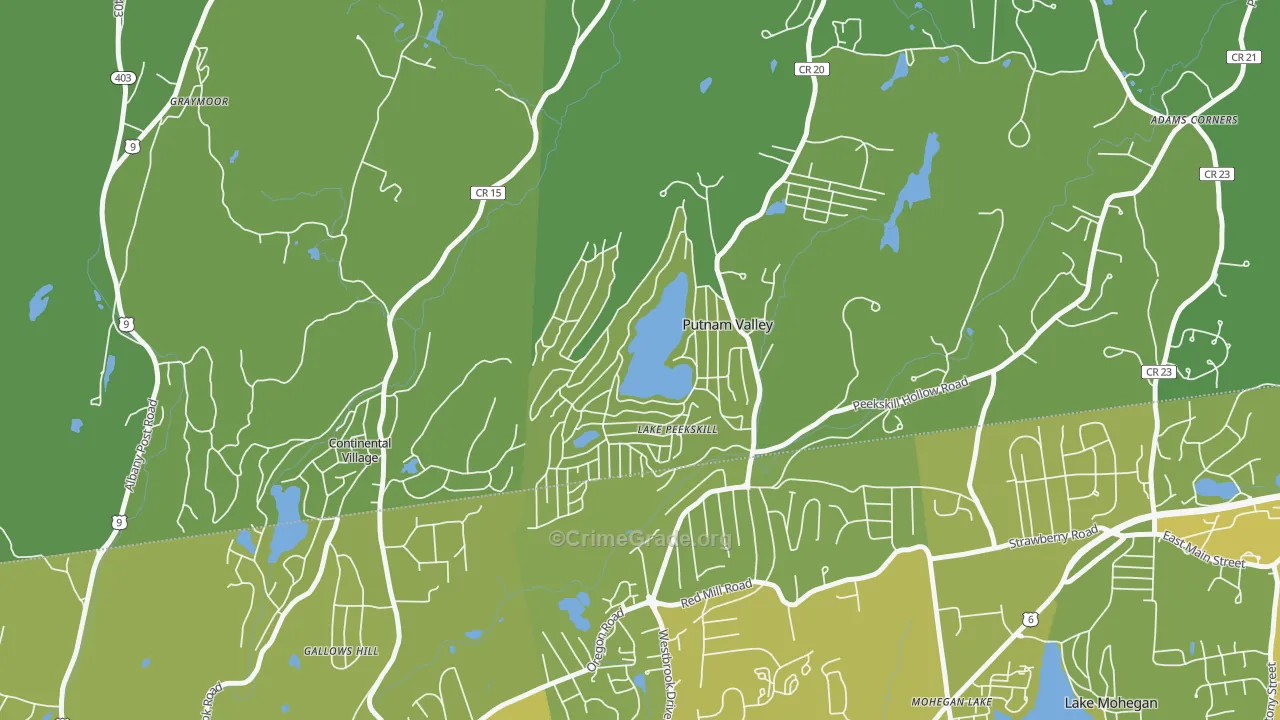 Lake Peekskill, NY Map of Vehicle Theft Rates