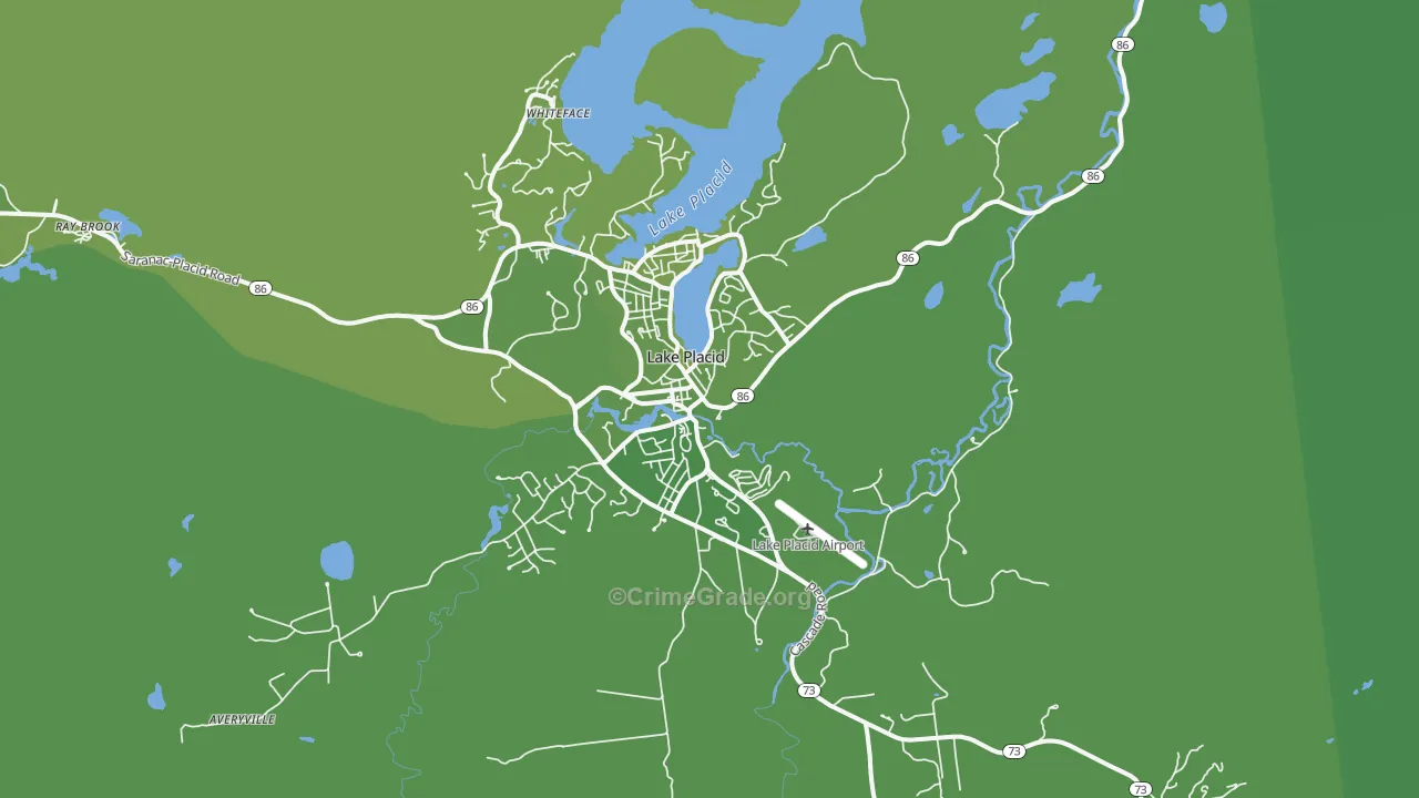 Lake Placid, NY Map of Vehicle Theft Rates