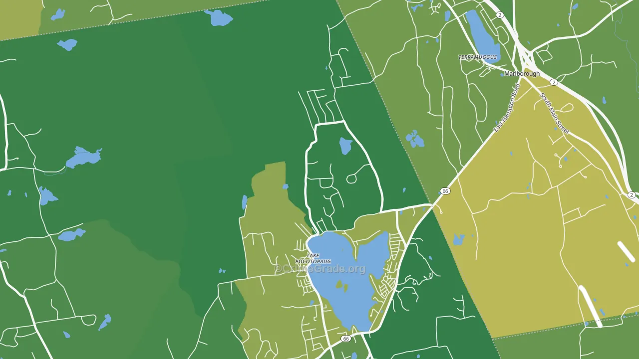 Lake Pocotopaug, CT Map of Vehicle Theft Rates