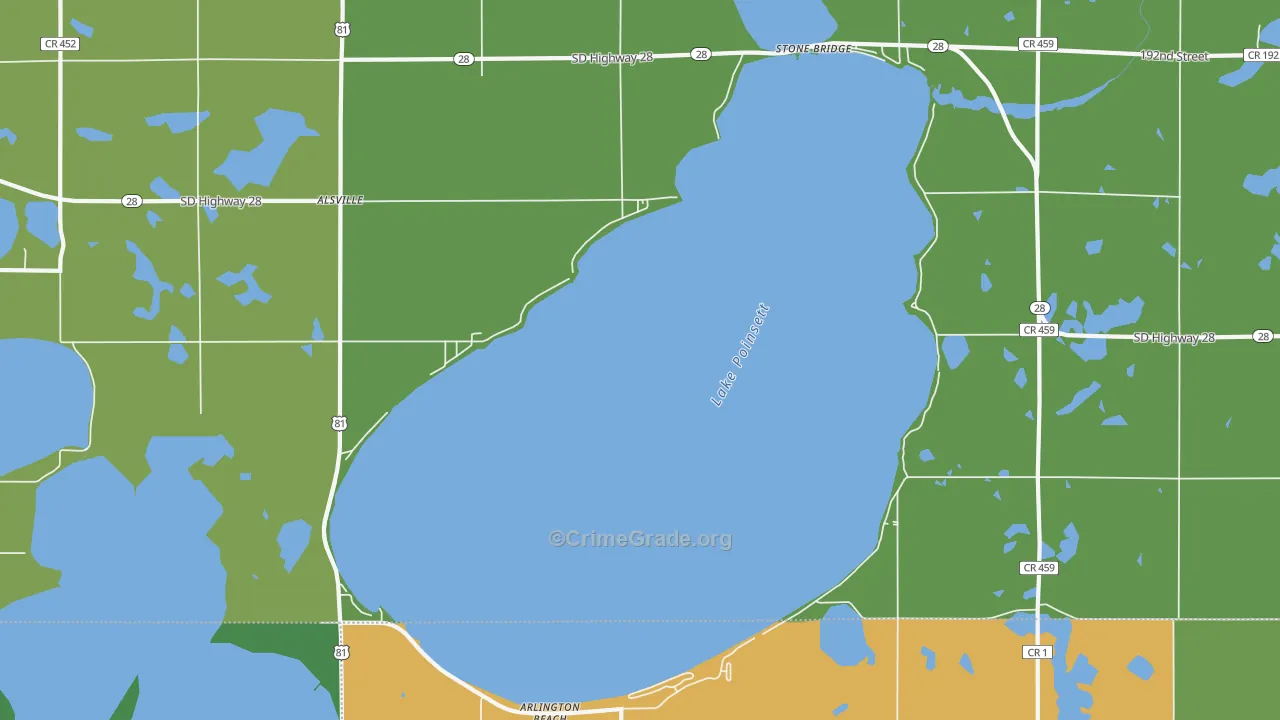 Lake Poinsett, SD Map of Vehicle Theft Rates