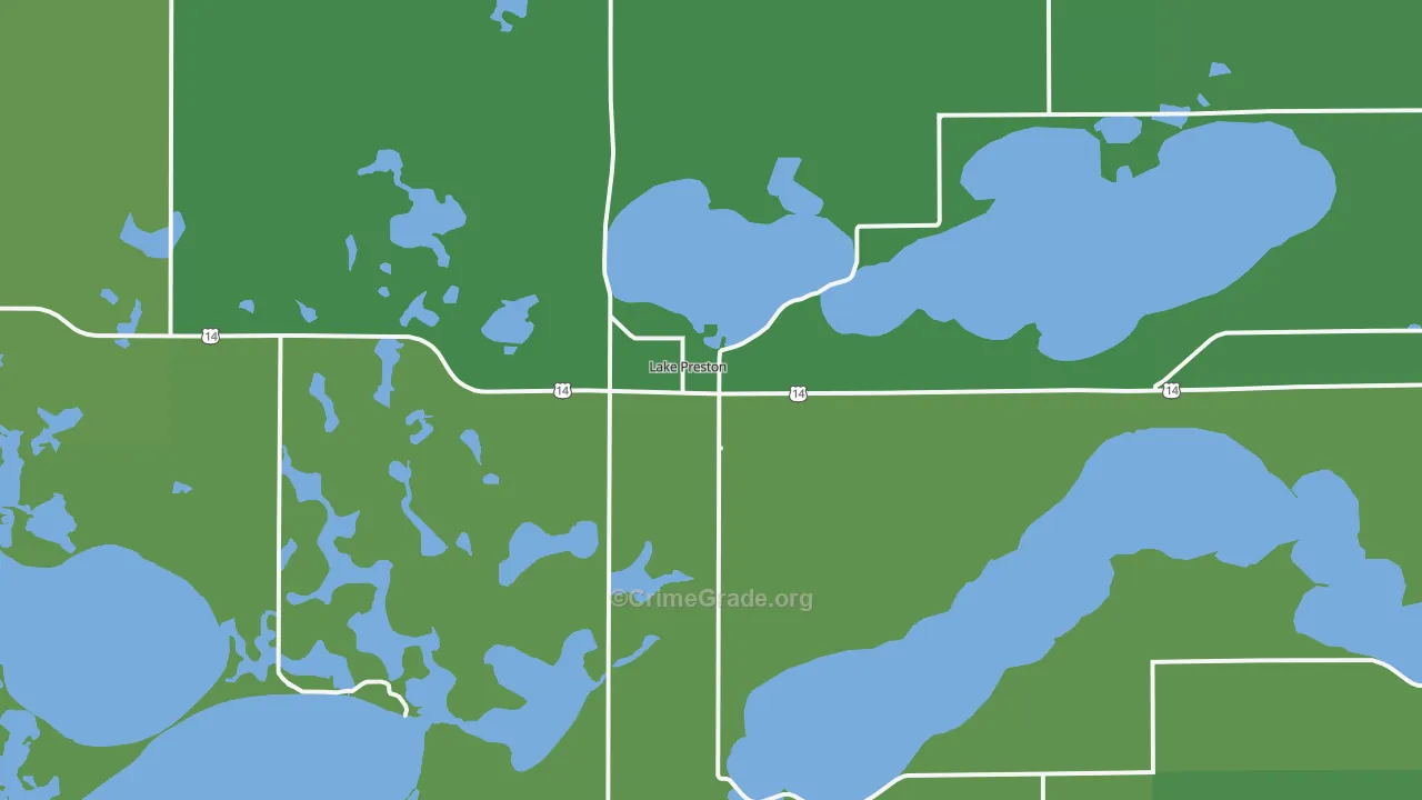 Lake Preston, SD Map of Vehicle Theft Rates