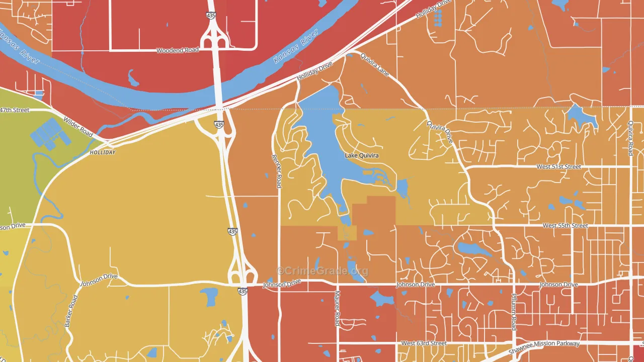 Lake Quivira, KS Map of Vehicle Theft Rates