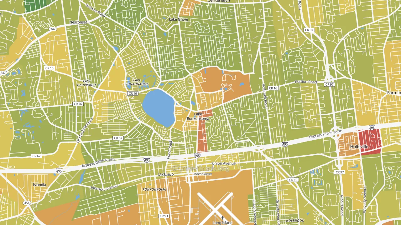 Lake Ronkonkoma, NY Map of Vehicle Theft Rates