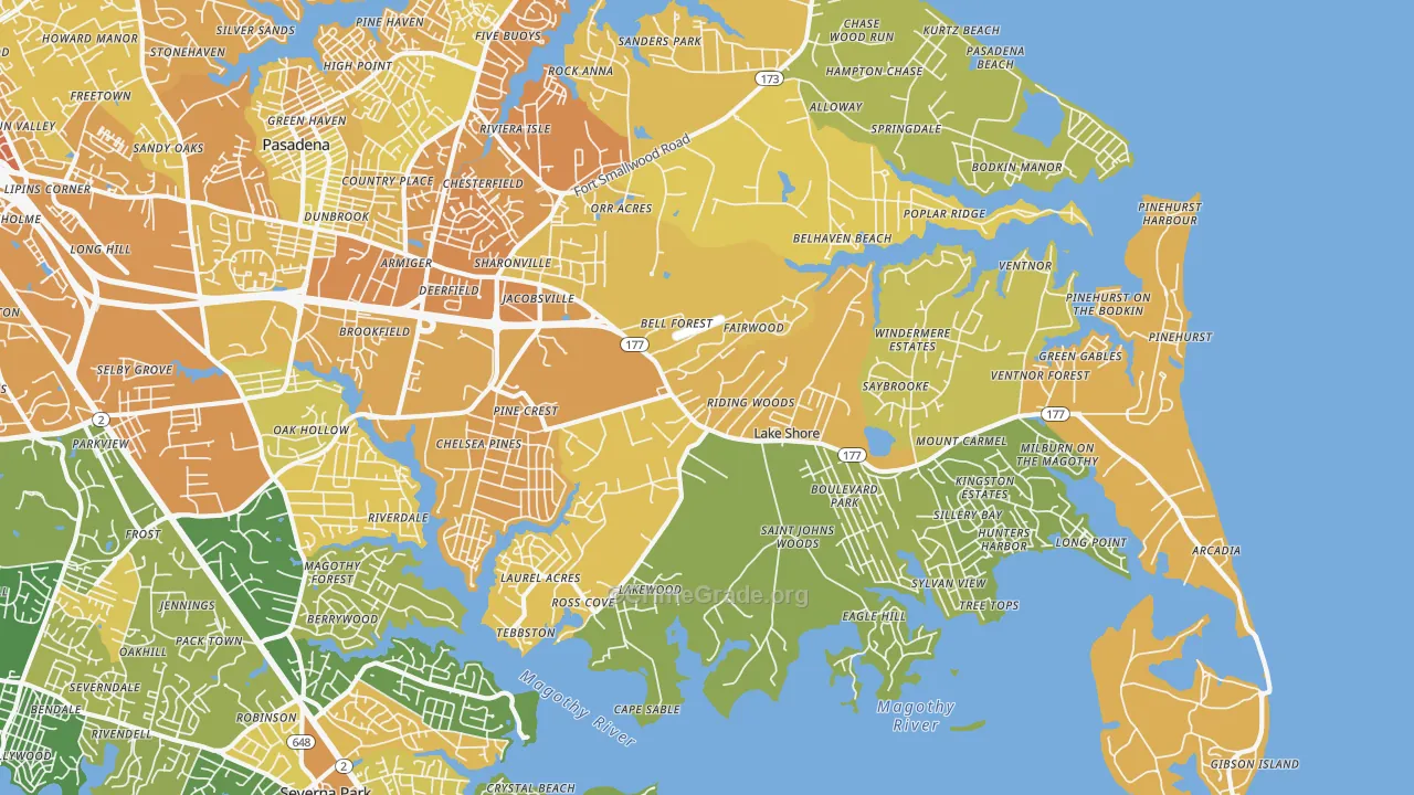 Lake Shore, MD Map of Vehicle Theft Rates