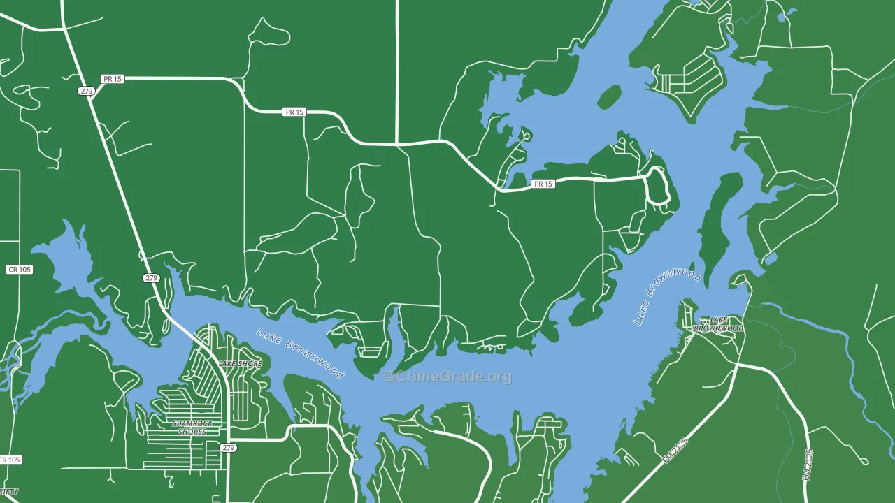 Lake Shore, TX Map of Vehicle Theft Rates