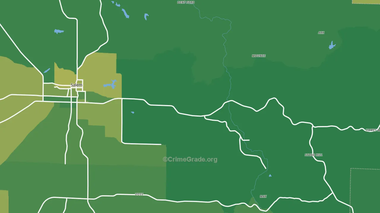 Lake Spring, MO Map of Vehicle Theft Rates