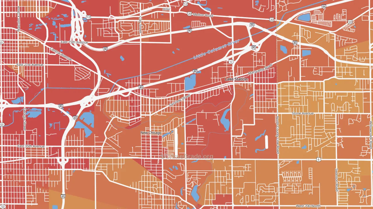 Lake Station, IN Map of Vehicle Theft Rates