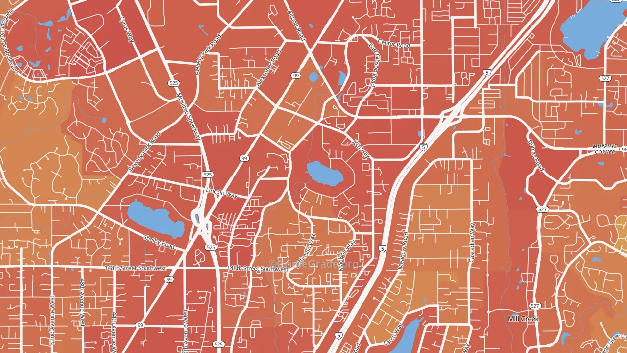 Lake Stickney, WA Map of Vehicle Theft Rates