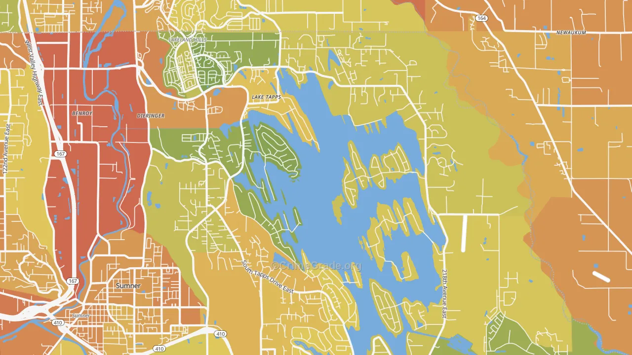 Lake Tapps, WA Map of Vehicle Theft Rates
