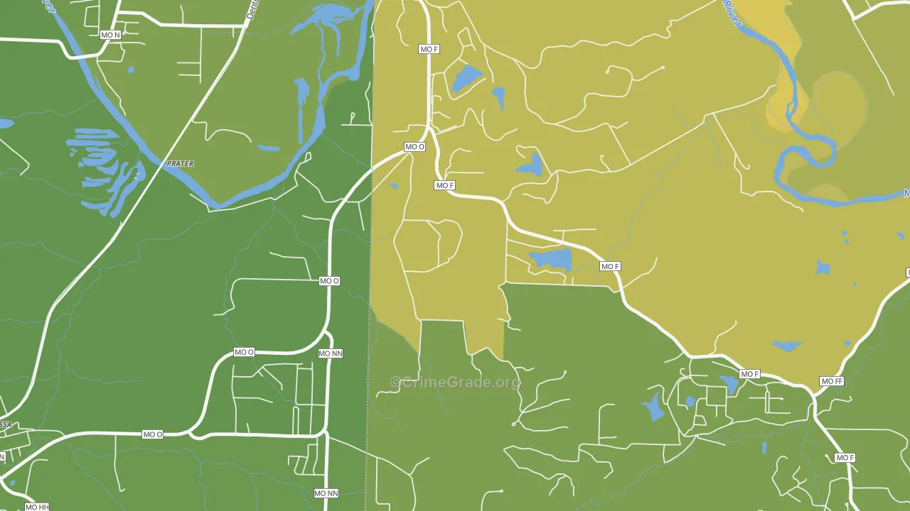 Lake Tekakwitha, MO Map of Vehicle Theft Rates