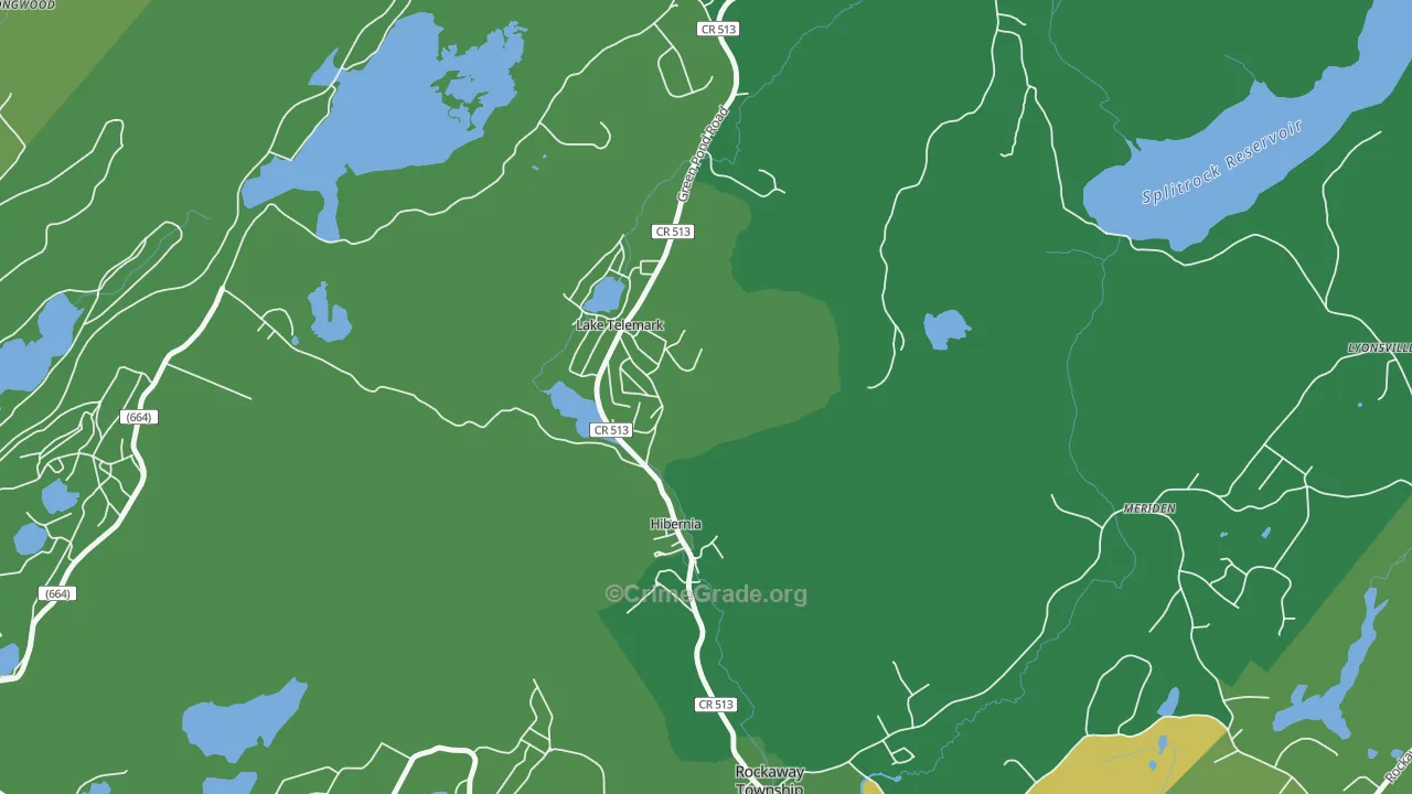 Lake Telemark, NJ Map of Vehicle Theft Rates