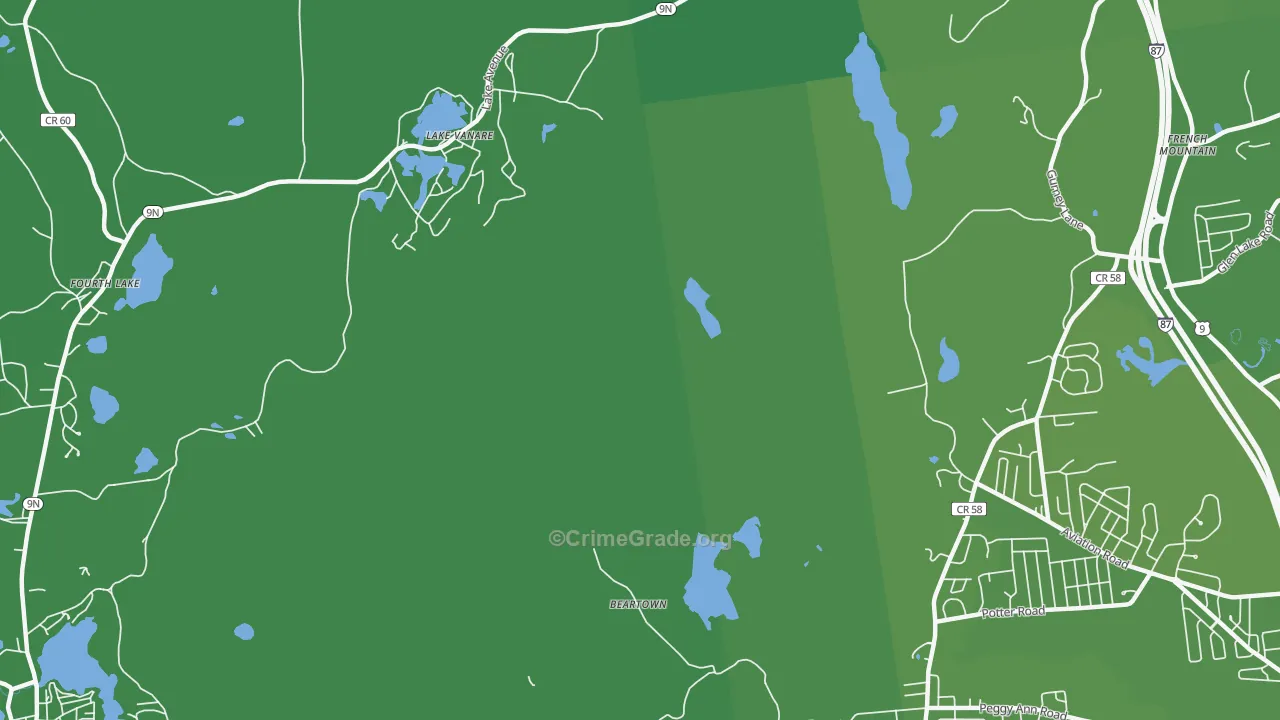 Lake Vanare, NY Map of Vehicle Theft Rates
