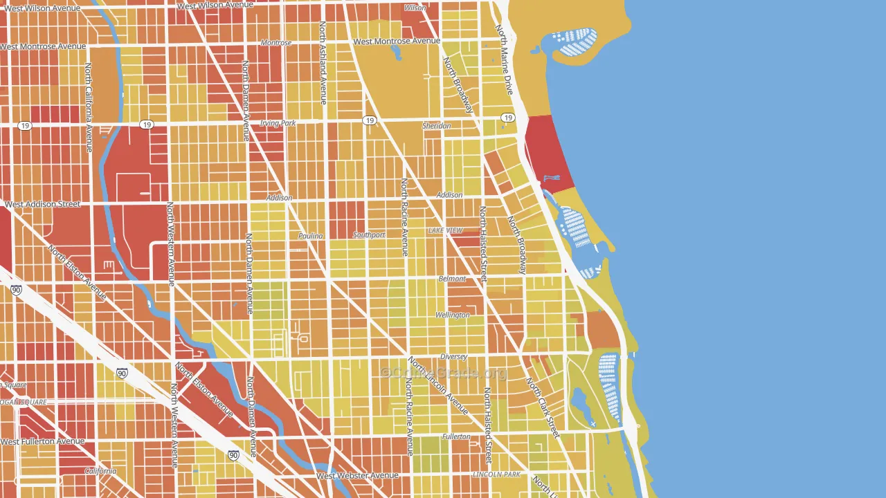Lake View, Chicago, IL Map of Vehicle Theft Rates