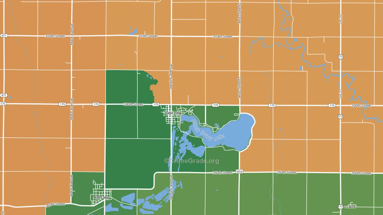 Lake View, IA Map of Vehicle Theft Rates