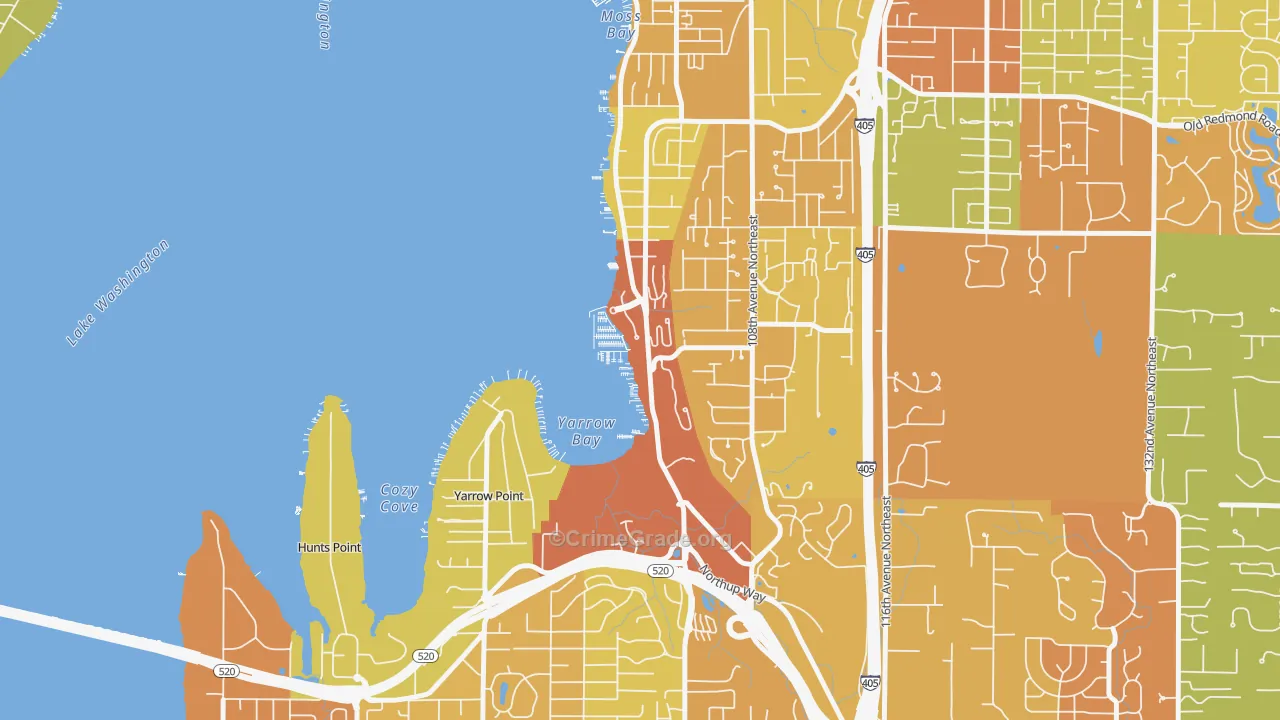 Lake View, Kirkland, WA Map of Vehicle Theft Rates