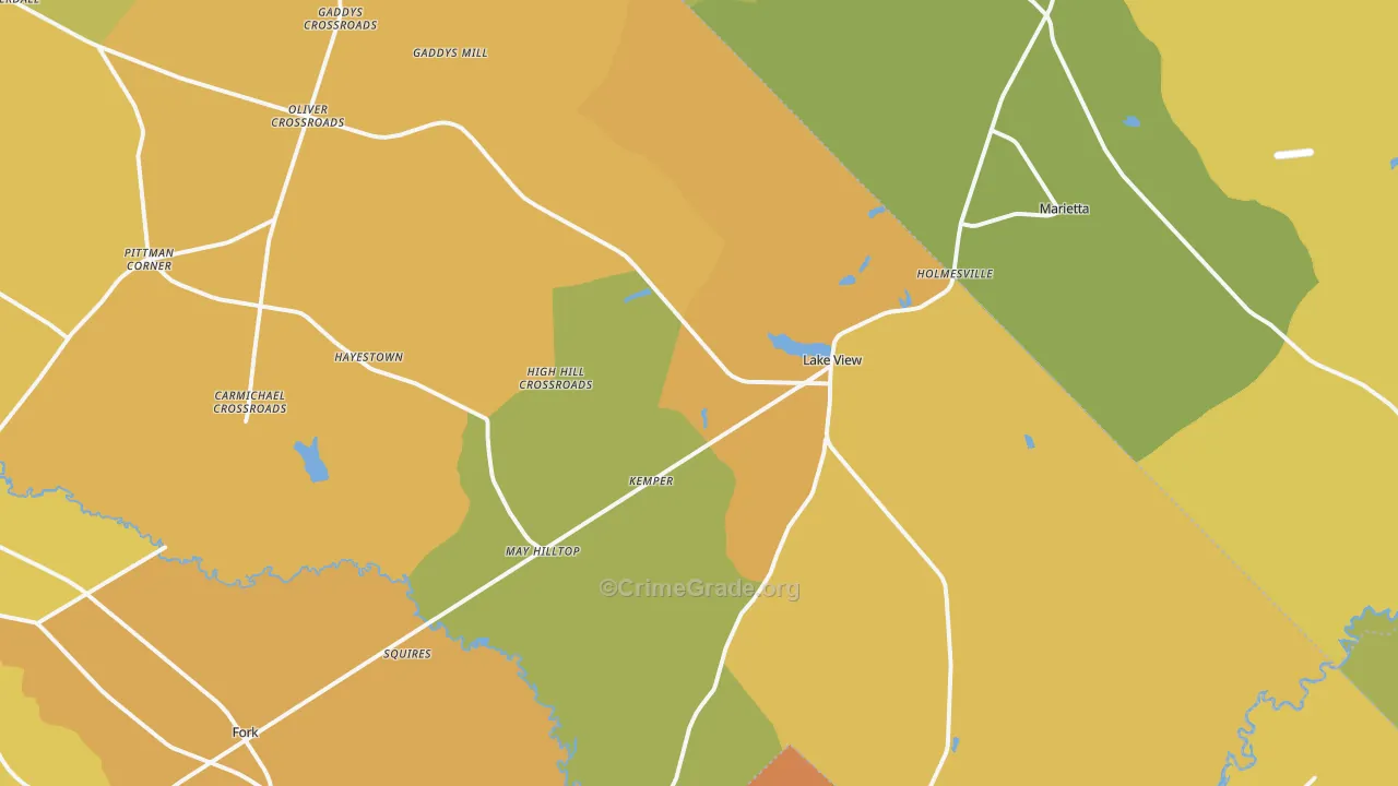 Lake View, SC Map of Vehicle Theft Rates