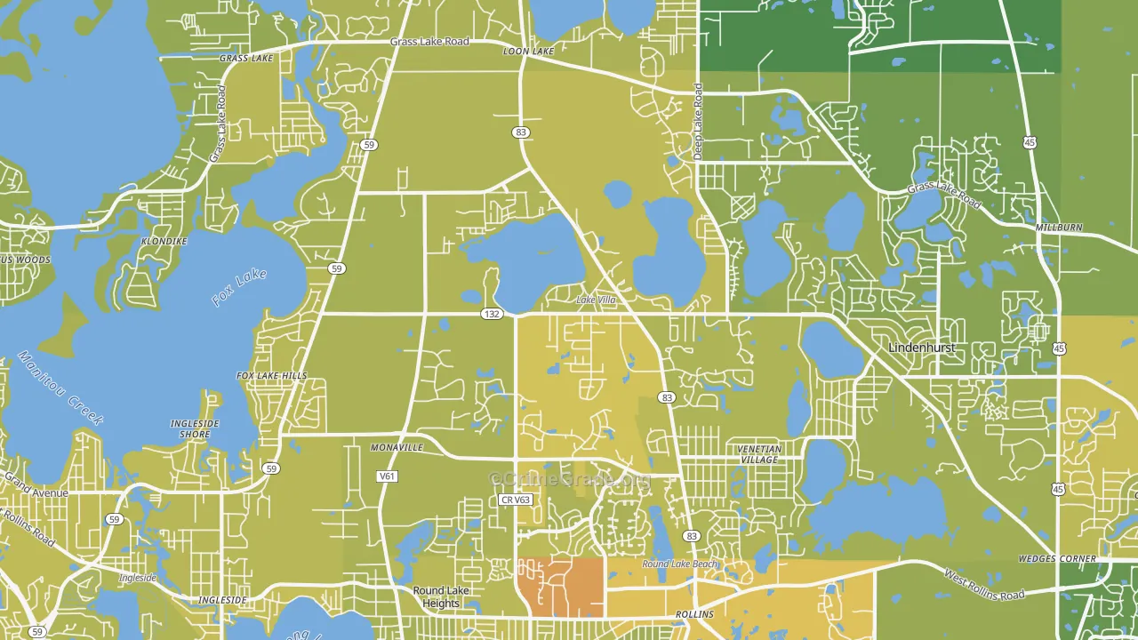 Lake Villa, IL Map of Vehicle Theft Rates