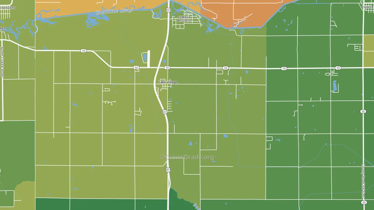 Lake Village, IN Map of Vehicle Theft Rates