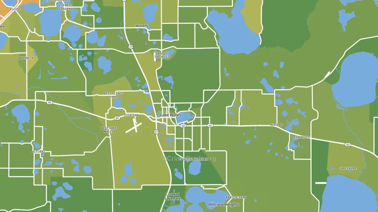 Lake Wales, FL Map of Vehicle Theft Rates