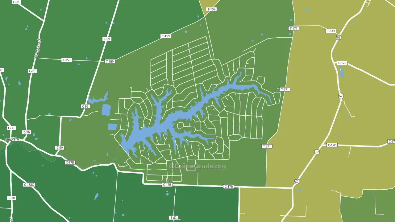 Lake Waynoka, OH Map of Vehicle Theft Rates