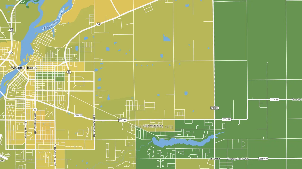 Lake Wazeecha, WI Map of Vehicle Theft Rates