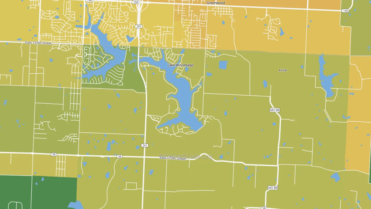 Lake Winnebago, MO Map of Vehicle Theft Rates