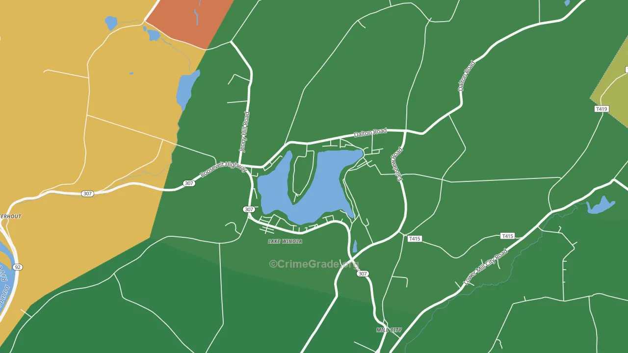 Lake Winola, PA Map of Vehicle Theft Rates