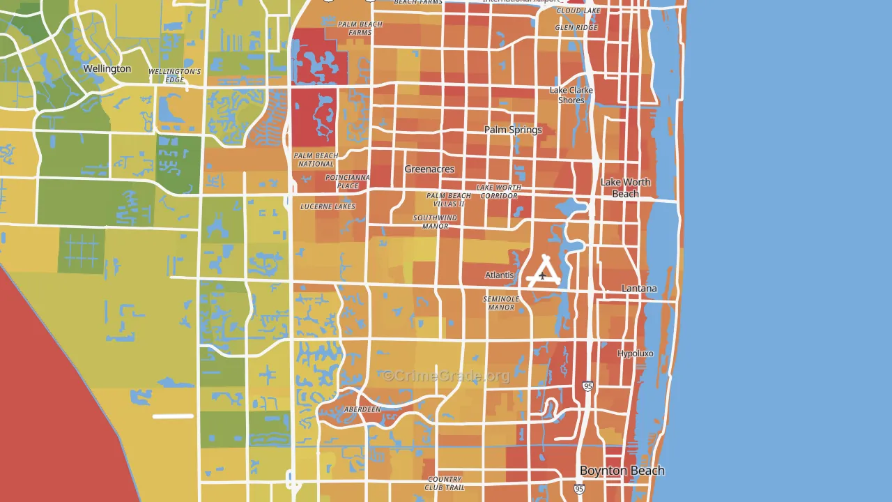 Lake Worth, FL Map of Vehicle Theft Rates