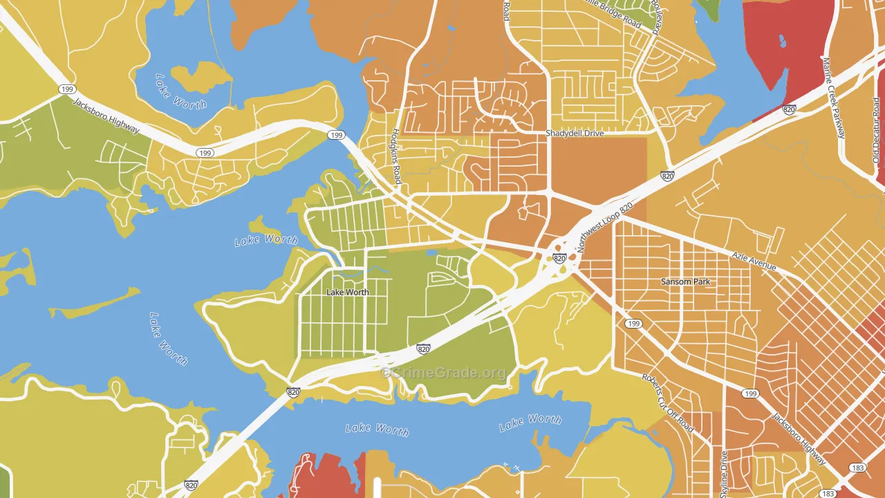 Lake Worth, TX Map of Vehicle Theft Rates