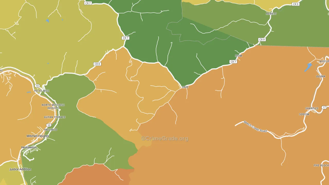 Lake, WV Map of Vehicle Theft Rates