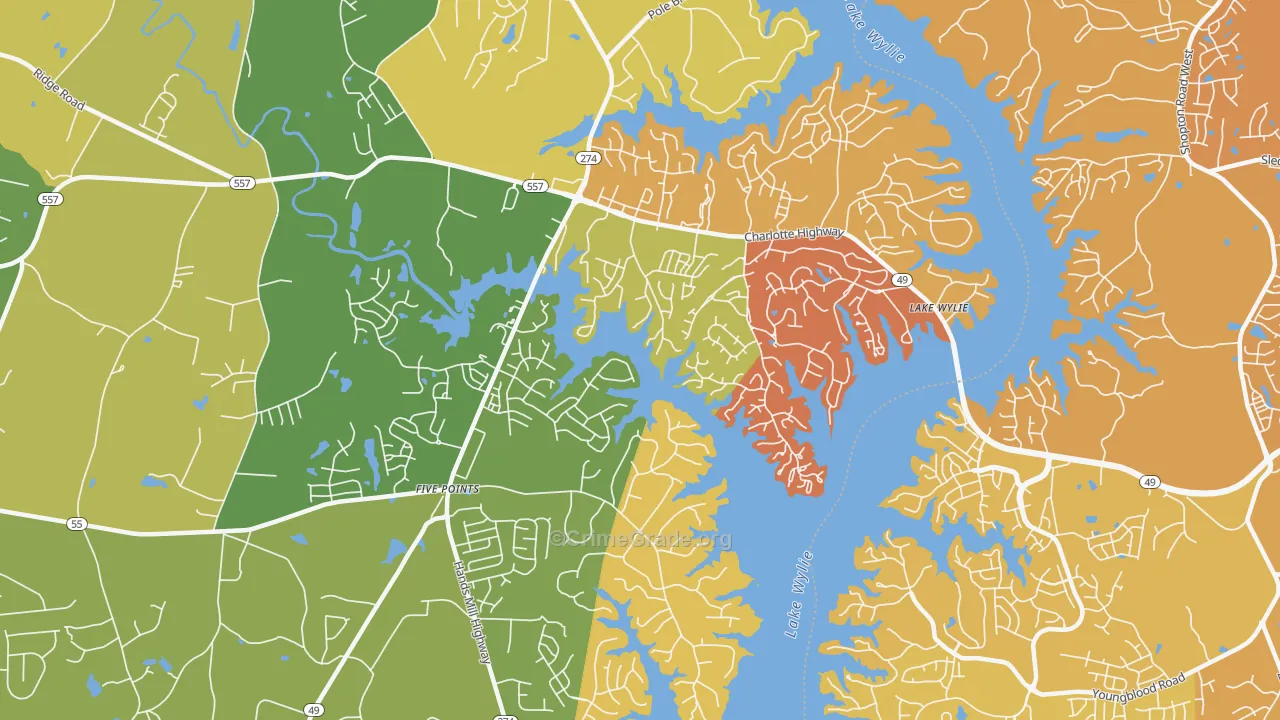 Lake Wylie, SC Map of Vehicle Theft Rates